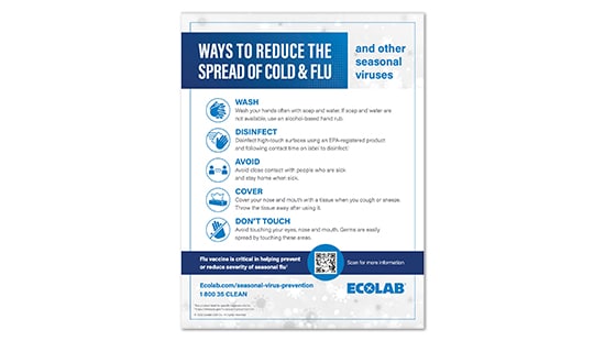 Representation of the Ways to reduce the spread of cold and flu and other seasonal viruses poster