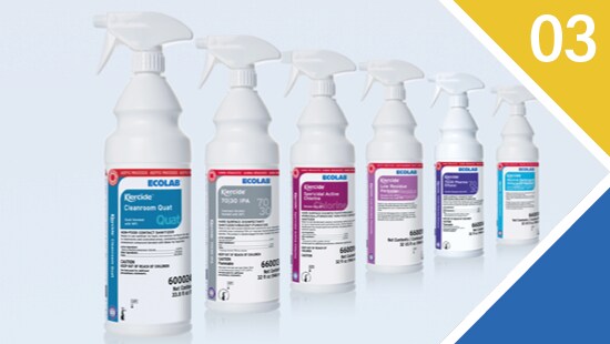 Ecolab products with a number 3 in the upper right corner